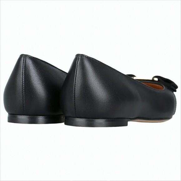 Salvatore Ferragamo Nappa Leather Flats With Grosgrain Bow - NWT